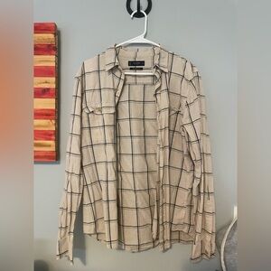 Lucky Brand Beige Windowpane Plaid Shirt Jacket
